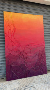 Crimson Sunset Textured Art