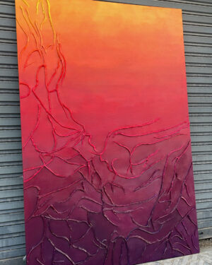 Crimson Sunset Textured Art